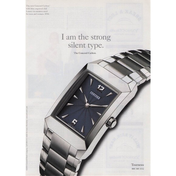 2003 Concord Carlton watch I am the strong silent type Print Ad Pinup Art Poster - Picture 1 of 1